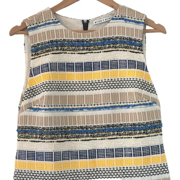 ALICE + OLIVIA Coley Textured Sleeveless A-Line Mini Dress Size 4 - Picture 7 of 12